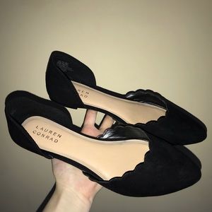 Scalloped Pointed Black Flats